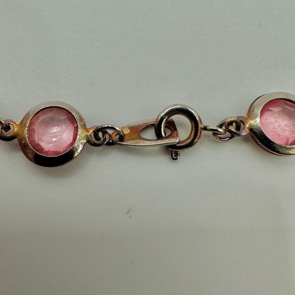 Pink and faux pearl long beaded necklace - Picture 5 of 7